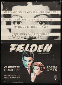 3m835 SECRET FURY Danish '50 Claudette Colbert, Robert Ryan, directed by Mel Ferrer, Stilling art!