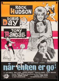 3m836 SEND ME NO FLOWERS Danish '64 great art of Rock Hudson, Doris Day & Tony Randall!