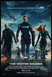 3m091 CAPTAIN AMERICA: THE WINTER SOLDIER advance DS English 1sh '14 cool different image of cast!