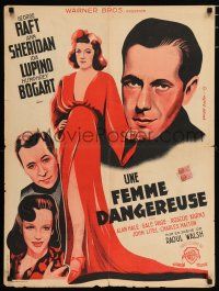 3m706 THEY DRIVE BY NIGHT French 24x32 '47 Daston art of Humphrey Bogart, George Raft, Sheridan!