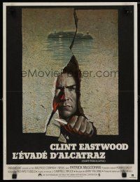 3m728 ESCAPE FROM ALCATRAZ French 15x21 '79 cool artwork of Clint Eastwood busting out by Lettick!