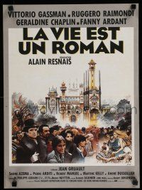 3m737 LIFE IS A BED OF ROSES French 15x21 '83 Alain Resnais, Vittorio Gassman, cool Bilal art!