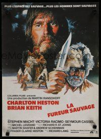 3m739 MOUNTAIN MEN French 15x21 '80 different art of grizzled Charlton Heston & Brian Keith!