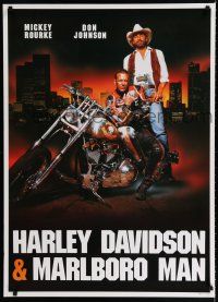 3m444 HARLEY DAVIDSON & THE MARLBORO MAN teaser Italian 1sh '91 Mickey Rourke & Don Johnson!