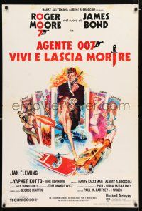 3m445 LIVE & LET DIE Italian 1sh '73 art of Roger Moore as James Bond by Robert McGinnis!