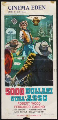 3m509 FIVE THOUSAND DOLLARS ON ONE ACE Italian locandina '66 art of gunfight at poker game by Casaro