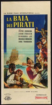 3m511 FURY AT SMUGGLERS' BAY Italian locandina '63 Cushing, John Gilling English ship adventure!