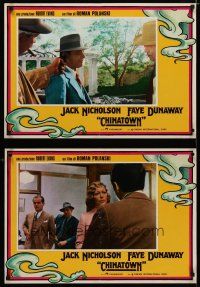 3m461 CHINATOWN set of 10 Italian photobustas '74 image of Jack Nicholson at gunpoint, John Huston!