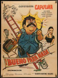 3m066 EL BUENO PARA NADA Mexican poster '73 Gilberto Martinez, Gaspar Henaine, wonderful wacky art