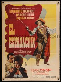 3m067 EL ESPADACHIN Mexican poster '64 Arturo Martinez, cool art of swashbuckler with sword!
