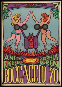 3m189 BOCCACCIO '70 Polish 23x32 '66 Sophia Loren, Anita Ekberg, wacky Krajewski artwork!