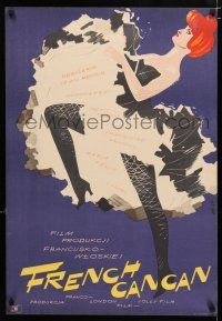 3m194 FRENCH CANCAN Polish 23x34 '57 Jean Renoir, different art of Moulin Rouge showgirls by AB!