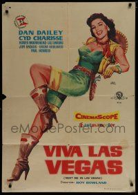 3m176 MEET ME IN LAS VEGAS Spanish '58 super-sexy showgirl Cyd Charisse in cowgirl outfit!