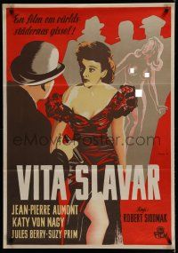 3m082 WOMAN RACKET Swedish '37 Robert Siodmak, cool art of nude woman with great expression!