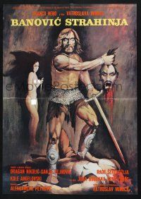3m251 FALCON Yugoslavian 19x27 '81 wild fantasy art of warrior holding decapitated head!