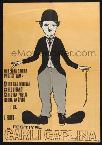 3m252 FESTIVAL CARLI CAPLINA Yugoslavian 19x27 '60s Charlie Chaplin film festival!