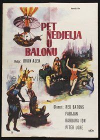 3m253 FIVE WEEKS IN A BALLOON Yugoslavian 20x28 '62 Jules Verne, Red Buttons, Fabian, Barbara Eden