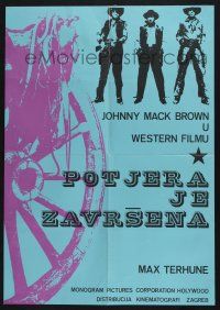 3m272 TRAIL'S END Yugoslavian 19x27 '70 cowboys Johnny Mack Brown & Max Terhune!
