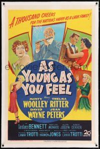 3p013 AS YOUNG AS YOU FEEL linen 1sh '51 great art including young sexy Marilyn Monroe!