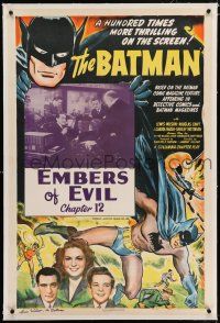 3p001 BATMAN signed linen chapter 12 1sh '43 by Lewis Wilson, the 1st Batman, cool full-color art!