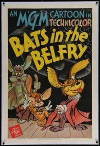 3p017 BATS IN THE BELFRY linen 1sh '42 great cartoon art of musical bats saying why they're crazy!