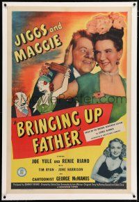 3p035 BRINGING UP FATHER linen 1sh '46 Yule & Riano as Jiggs and Maggie, George McManus comic art!