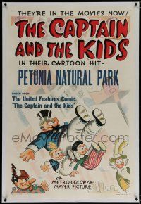 3p047 CAPTAIN & THE KIDS linen 1sh '38 great cartoon art of Rudolph Dirks' Hans, Fritz & The Captain