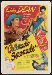3p063 COLORADO SERENADE linen 1sh '46 singing cowboy Eddie Dean & sexy Abigail Adams!