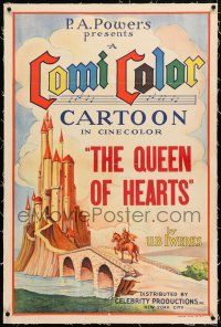 3p064 COMICOLOR CARTOON linen 1sh '30s art of knight on horse by castle, The Queen of Hearts!
