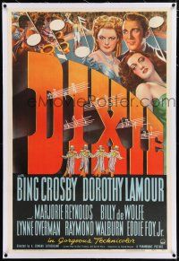 3p080 DIXIE linen 1sh '43 art of Bing Crosby, sexy Dorothy Lamour & Marjorie Reynolds, musical!
