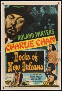 3p081 DOCKS OF NEW ORLEANS linen 1sh '48 Roland Winters as Charlie Chan, Mantan Moreland, Sen Yung