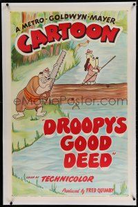 3p088 DROOPY'S GOOD DEED linen 1sh '51 Tex Avery, Droopy the Boy Scout is sabotaged by bad Spike!