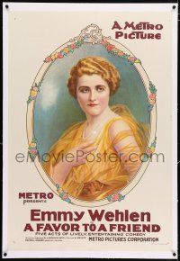 3p101 FAVOR TO A FRIEND linen 1sh '19 art of Emmy Wehlen, five acts of lively entertaining comedy!