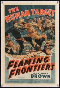 3p105 FLAMING FRONTIERS linen chapter 7 1sh '38 great art of cowboys brawling, The Human Target!