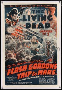 3p107 FLASH GORDON'S TRIP TO MARS linen chapter 2 1sh '38 cool art with Ming & Living Dead zombies!