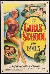 3p123 GIRLS' SCHOOL linen 1sh '50 Joyce Reynolds, full-length art of sexy swimmer!