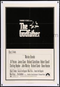 3p124 GODFATHER linen 1sh '72 Francis Ford Coppola crime classic, great art by S. Neil Fujita!