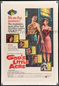 3p125 GOD'S LITTLE ACRE linen 1sh '58 barechested Aldo Ray & half-dressed sexy Tina Louise!