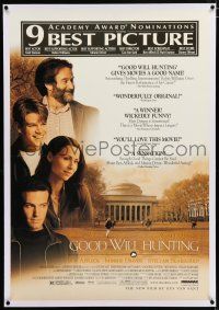 3p131 GOOD WILL HUNTING linen 1sh '97 Matt Damon, Robin Williams, nominated for 9 Academy Awards!