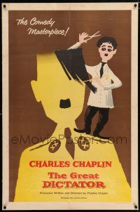 3p134 GREAT DICTATOR linen 1sh R58 art of Charlie Chaplin as Hitler-like Hynkel!