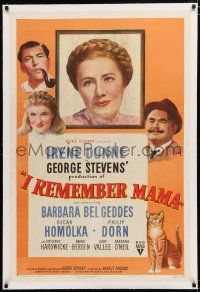 3p172 I REMEMBER MAMA linen 1sh '48 Irene Dunne, Barbara Bel Geddes, directed by George Stevens!