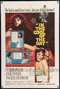 3p176 IN THE COOL OF THE DAY linen 1sh '63 sexy Jane Fonda gave her love to stranger Peter Finch!