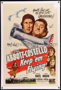 3p191 KEEP 'EM FLYING linen 1sh R49 Bud Abbott & Lou Costello in the United States Air Force!
