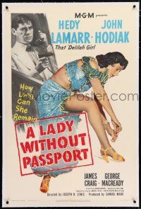 3p204 LADY WITHOUT PASSPORT linen 1sh '50 sexiest barely-clad Hedy Lamarr in harem girl costume!