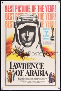 3p211 LAWRENCE OF ARABIA linen style D 1sh '63 David Lean classic, silhouette art of Peter O'Toole!