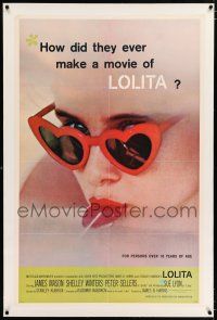 3p222 LOLITA linen 1sh '62 Stanley Kubrick, sexy Sue Lyon with heart sunglasses & lollipop!