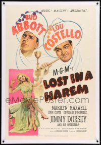 3p225 LOST IN A HAREM linen 1sh '44 Bud Abbott & Lou Costello in Arabia, sexy Marilyn Maxwell!