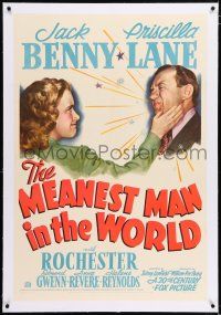 3p241 MEANEST MAN IN THE WORLD linen 1sh '43 Jack Benny gets slapped by pretty Priscilla Lane!