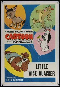 3p243 METRO-GOLDWYN-MAYER CARTOON linen 1sh '52 art of Droopy & Barney Bear, Little Wise Quacker!