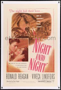 3p261 NIGHT UNTO NIGHT linen 1sh '49 Ronald Reagan & Viveca Lindfors couldn't hide their secret!
